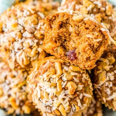 Morning Glory Muffins are a wholesome breakfast or snack recipe made with whole wheat flour and loaded with craisins, carrots, apple butter, walnuts, and more!