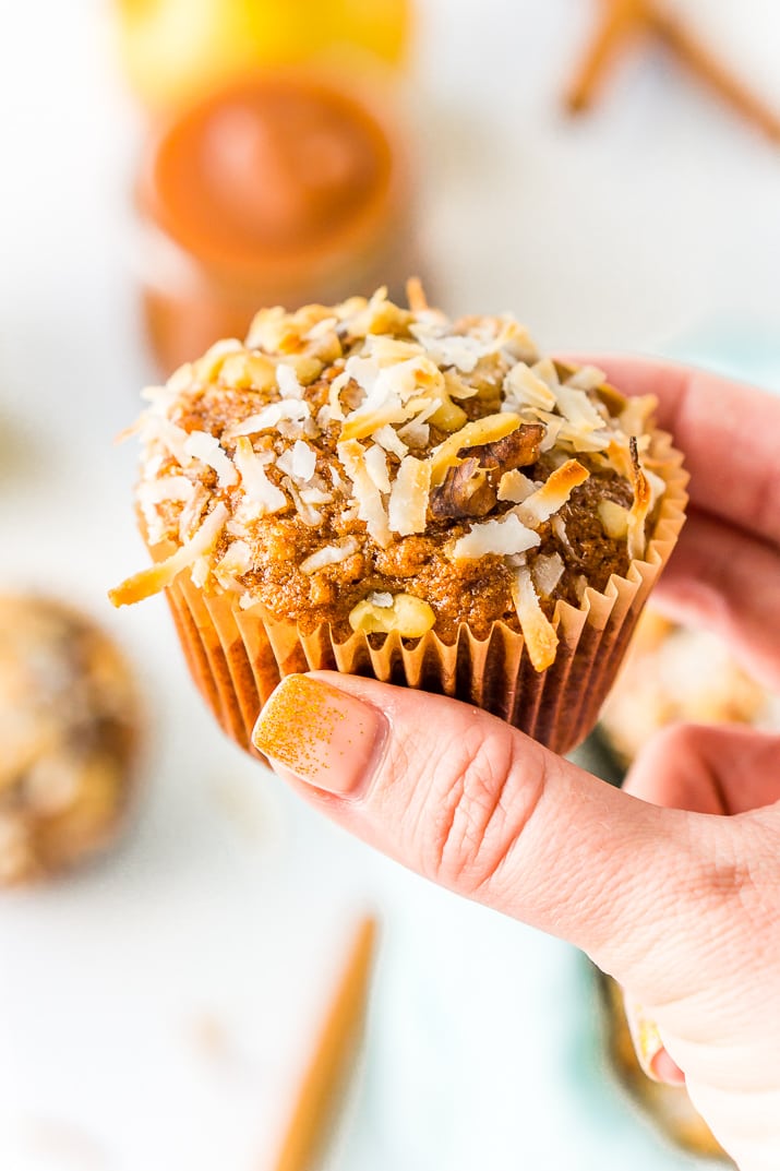 Morning Glory Muffins are a wholesome breakfast or snack recipe made with whole wheat flour and loaded with craisins, carrots, apple butter, walnuts, and more!