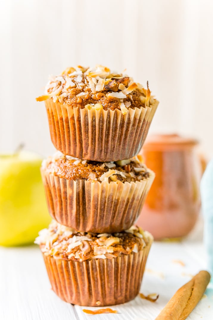 Morning Glory Muffins are a wholesome breakfast or snack recipe made with whole wheat flour and loaded with craisins, carrots, apple butter, walnuts, and more!