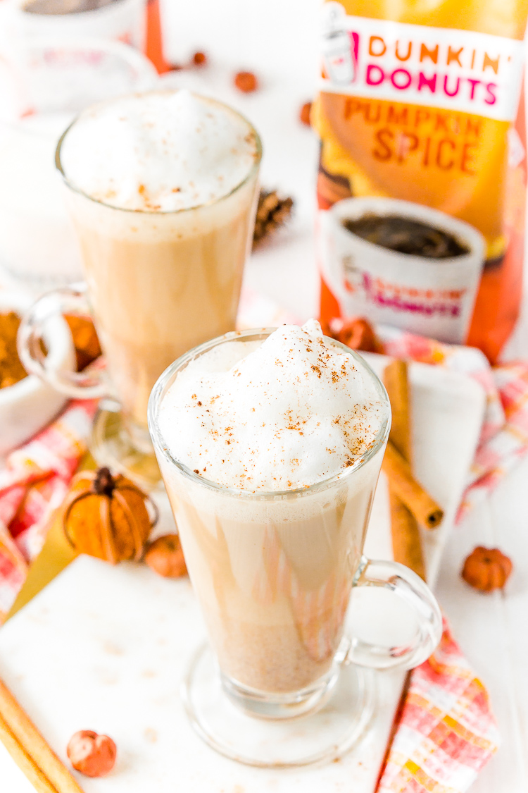 Pumpkin Spice Latte is easy to make at home and loaded with the spicy fall flavors of pumpkin, cinnamon, nutmeg, cloves, and rich bold coffee and frothy milk!