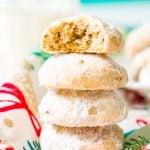Snowball Cookies are a classic and a staple at holiday cookie exchanges. Made with butter, flour, sugar, vanilla, and chopped pecans, they're a delicious and addictive dessert!