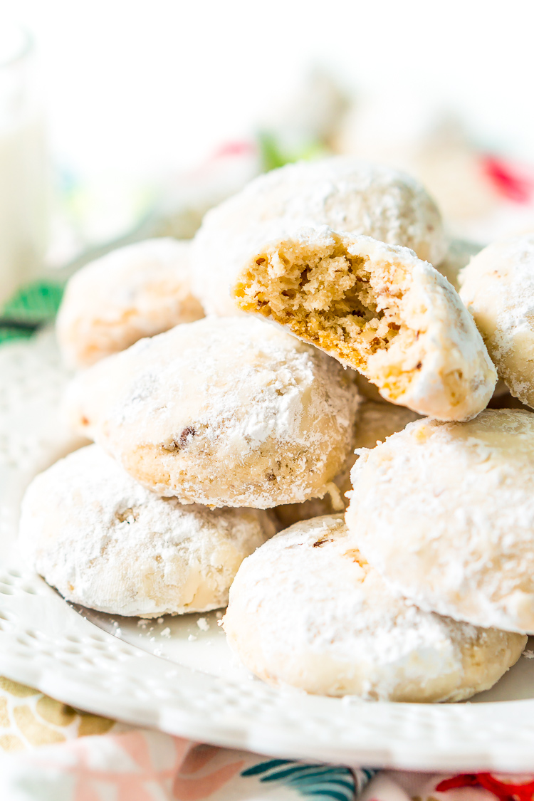 Snowball Cookies are a classic and a staple at holiday cookie exchanges. Made with butter, flour, sugar, vanilla, and chopped pecans, they're a delicious and addictive dessert!