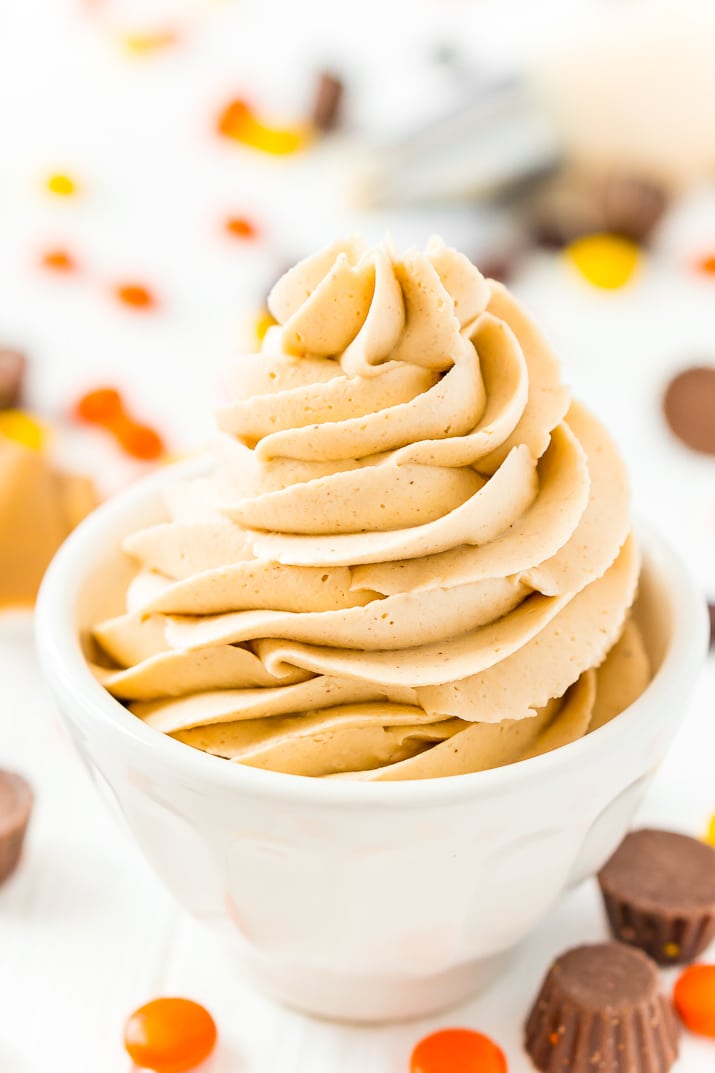 This is The Best Peanut Butter Frosting Recipe you're going to find. It's sweet, creamy, peanut buttery PERFECTION made with peanut butter, butter, powdered sugar, vanilla, and heavy cream!