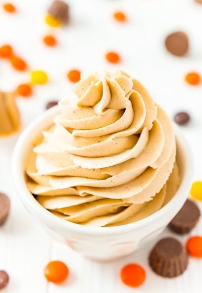 This is The Best Peanut Butter Frosting Recipe you're going to find. It's sweet, creamy, peanut buttery PERFECTION made with peanut butter, butter, powdered sugar, vanilla, and heavy cream!