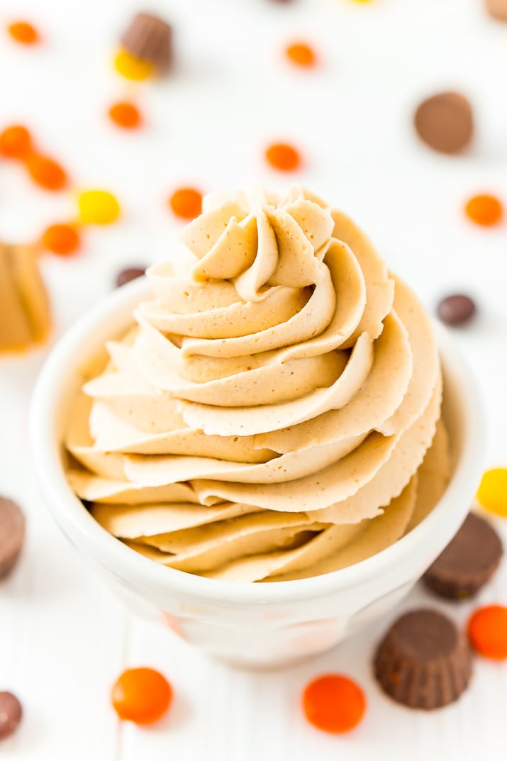 This is The Best Peanut Butter Frosting Recipe you're going to find. It's sweet, creamy, peanut buttery PERFECTION made with peanut butter, butter, powdered sugar, vanilla, and heavy cream!