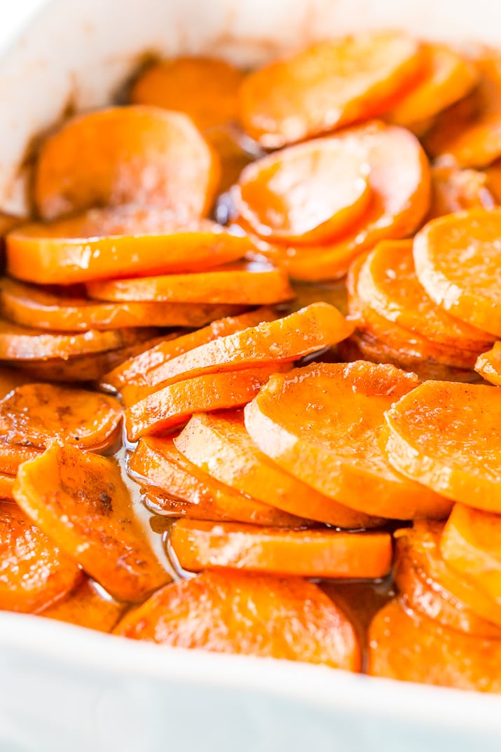 Candied Yams are a classic Thanksgiving side dish made from yams/garnet sweet potatoes and loaded with butter, sugar, honey, and spices.