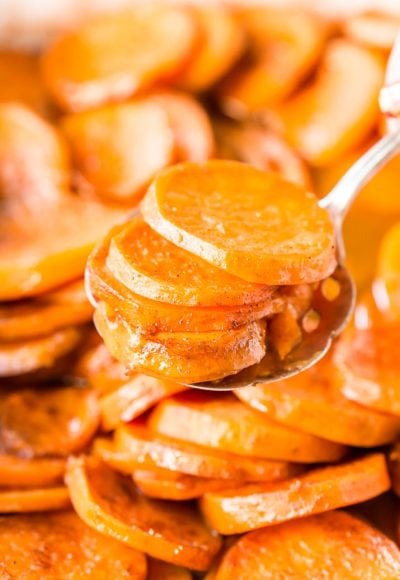 Candied Yams are a classic Thanksgiving side dish made from yams/garnet sweet potatoes and loaded with butter, sugar, honey, and spices.