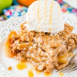 Apple Dump Cake is a 4-ingredient recipe that results in a delicious fall dessert somewhere between apple cake and apple crisp!