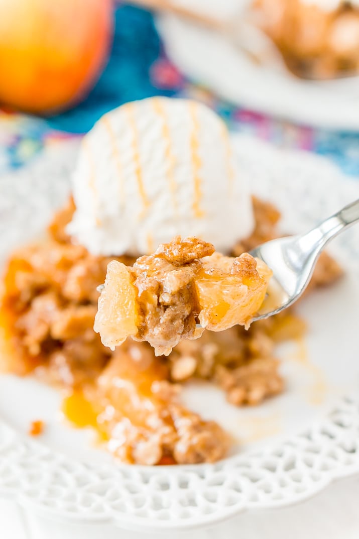 Apple Dump Cake is a 4-ingredient recipe that results in a delicious fall dessert somewhere between apple cake and apple crisp!