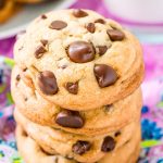 stack of chocolate chip cookies.