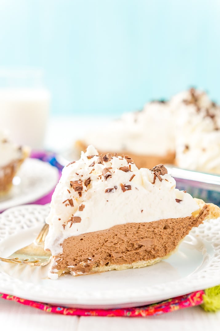 Slice of French Silk Pie on a plate
