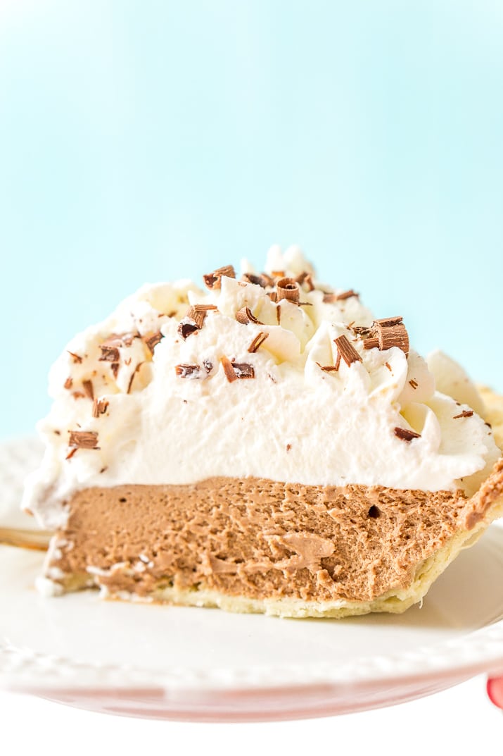 Slice of French Silk Pie on a plate