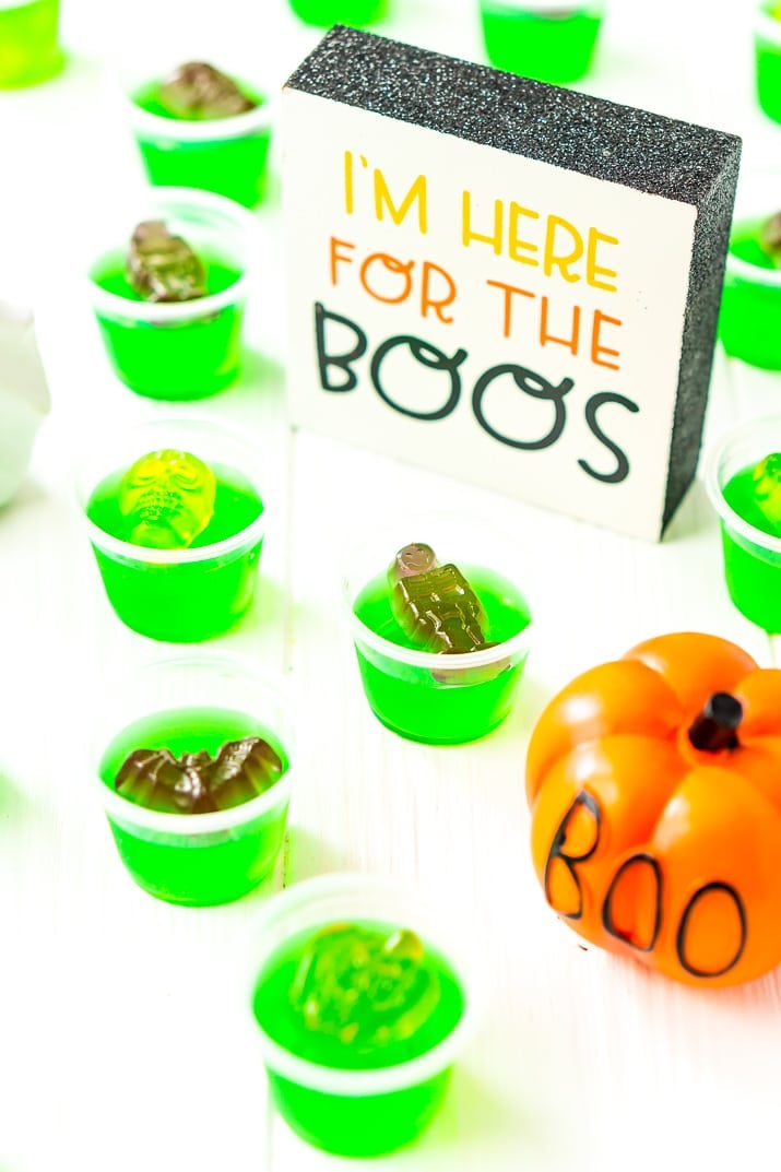 These Halloween Jello Shots are super easy to whip up and will make a fun addition to your Halloween Party!