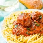 Mix up these Easy Crockpot Meatballs in the morning and stick ‘em in the slow cooker while you continue your day. The result is tender, mouthwatering Italian Meatballs drenched in your favorite pasta sauce.