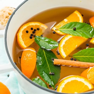 This Turkey Brine recipe made with salt, oranges, bay leaves, cinnamon, brown sugar, and black pepper will add moisture, tenderness, and flavor to your turkey. Brine turkey for 12 to 24 hours for the most amazing turkey for your holiday gathering!