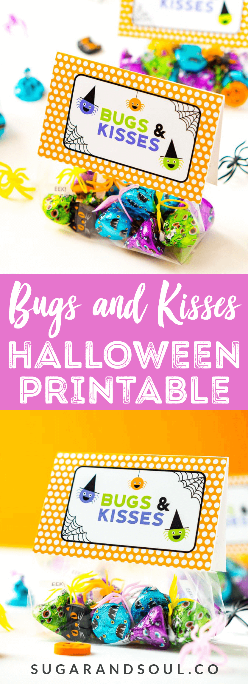 Planning a kid-friendly Halloween party or a family craft day? This adorable Bugs & Kisses Halloween Printable is perfect for preparing little bags of treats … and it’s free! via @sugarandsoulco