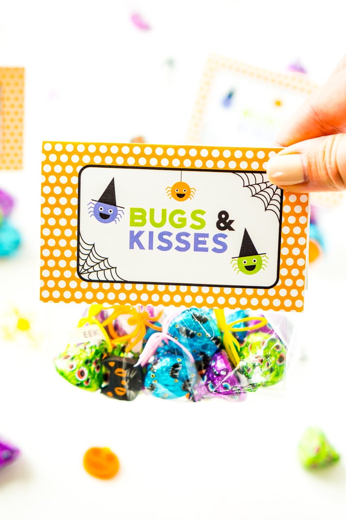 Planning a kid-friendly Halloween party or a family craft day? This adorable Bugs & Kisses Halloween Printable is perfect for preparing little bags of treats … and it’s free!