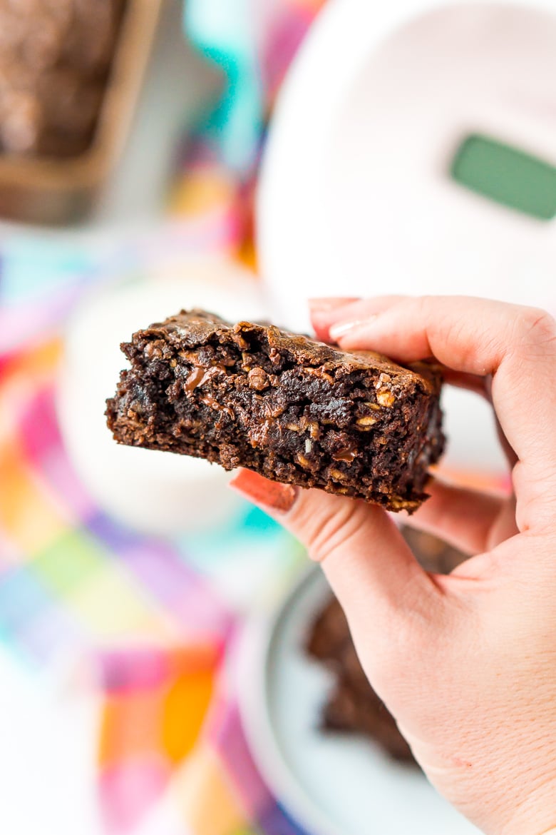 Hand holding cut Lactation Brownie 