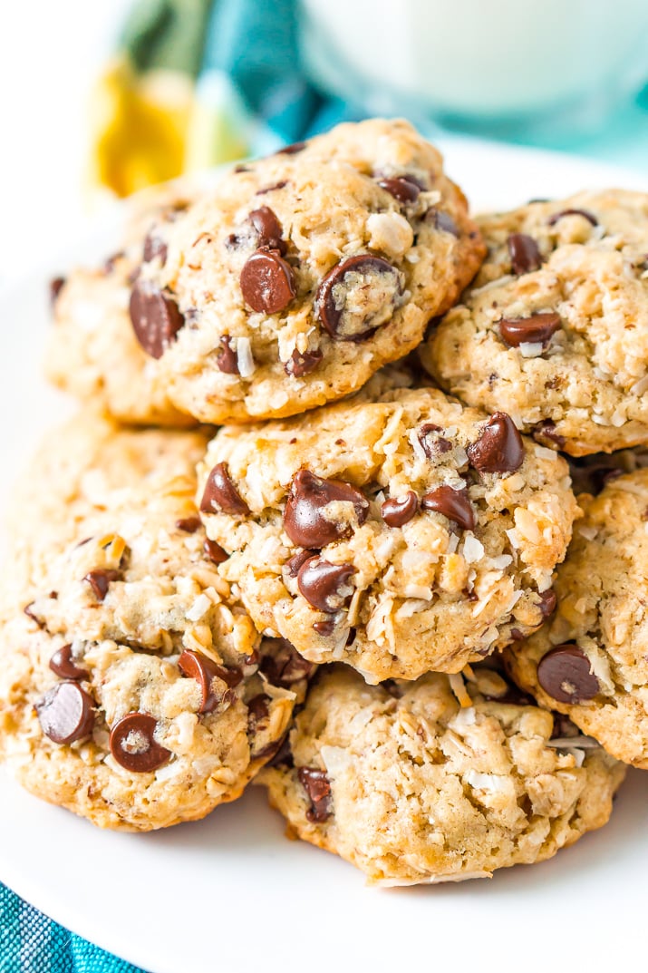 Lactation Cookies on white plate.