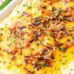 Loaded Cauliflower Casserole is an easy and delicious low carb and keto-friendly side dish loaded with bacon, cheddar cheese, sour cream, garlic, and more!