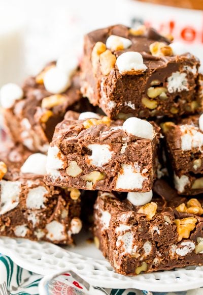 Nutella Rocky Road Fudge is perfect for Nutella and fudge lovers, alike! Loaded with marshmallows, walnuts, and chocolate chips, it’s an easy and delicious treat that everyone will love.