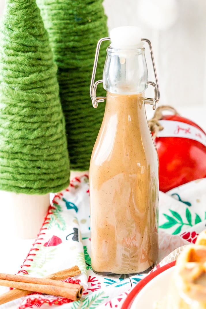 Spiced Vanilla Syrup is a rich and creamy syrup with a blend of cinnamon, allspice, and nutmeg that make this a delicious addition to the brunch table that's perfect for smothering pancakes, waffles, and more!