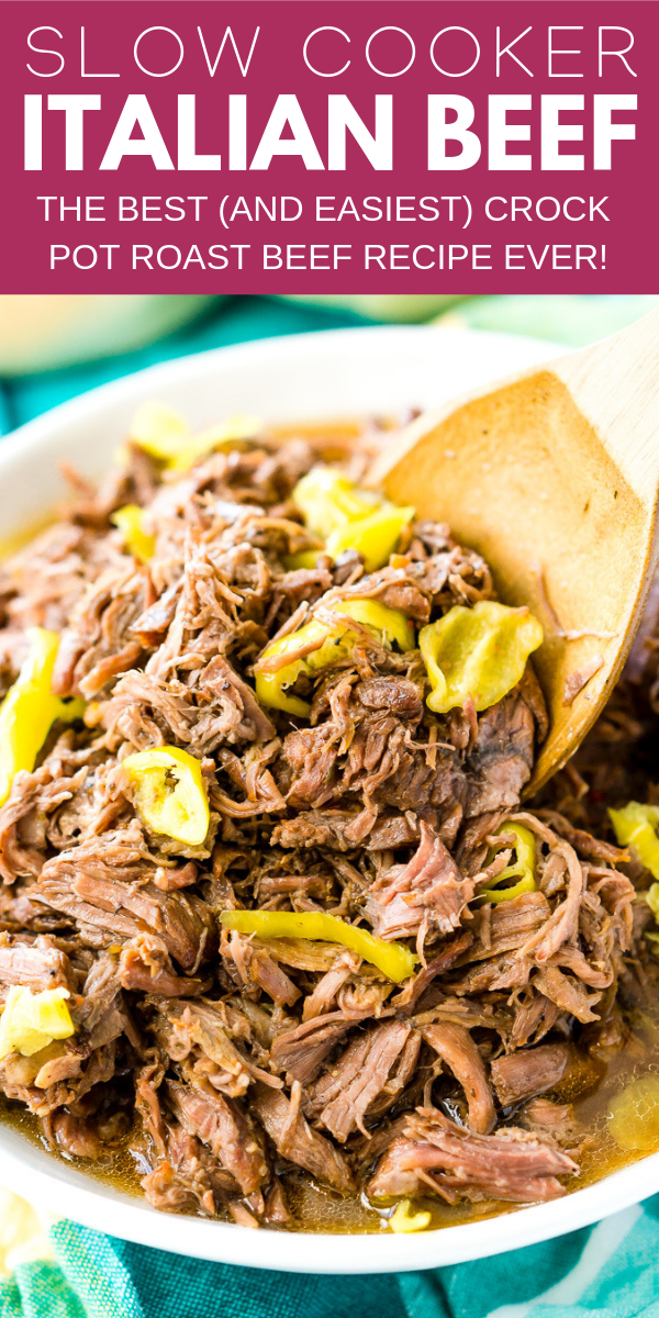 This Slow Cooker Italian Beef is an easy dinner recipe inspired by the Chicago staple that has so much flavor it will literally melt in your mouth! via @sugarandsoulco