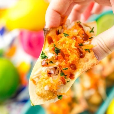 These Fish Sticks Wonton Tacos are an easy appetizer recipe perfect for get-togethers. Each mini taco is made with Crunchy Breaded Fish Sticks, crunchy slaw, and an Asian-inspired sauce.