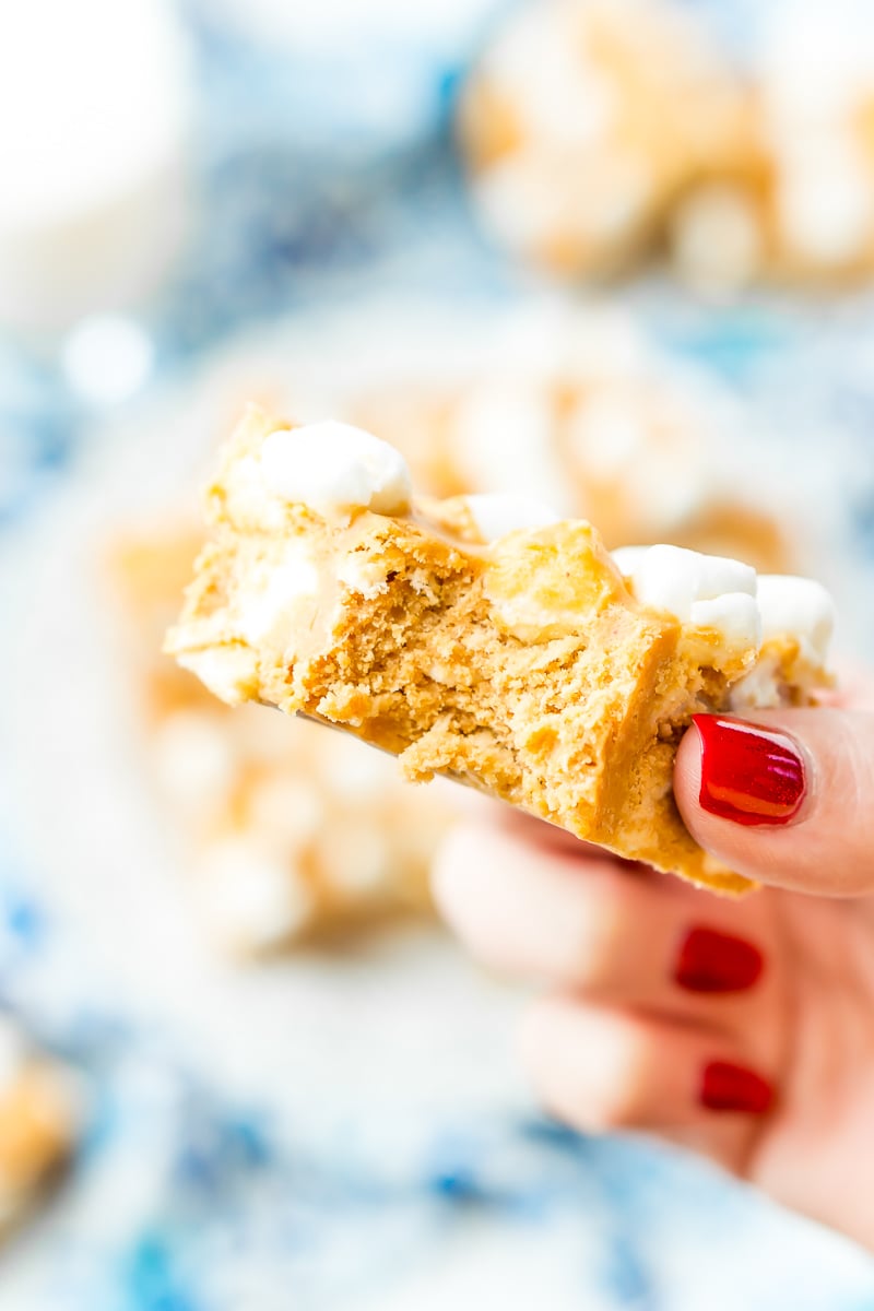 These Peanut Butter Marshmallow Squares are an easy old-fashioned no-bake treat made with just 3-ingredients and 5 minutes of prep!