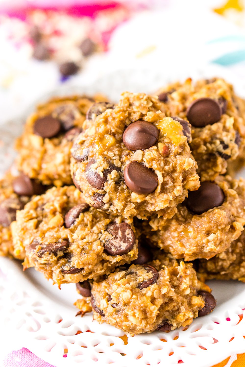 Peanut Butter Banana Oatmeal Cookies on plate.