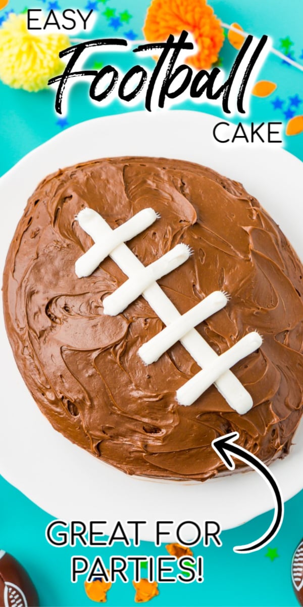 This Easy Football Cake is the perfect game day dessert! Use this simple step-by-step tutorial to make this recipe for your next football party! via @sugarandsoulco