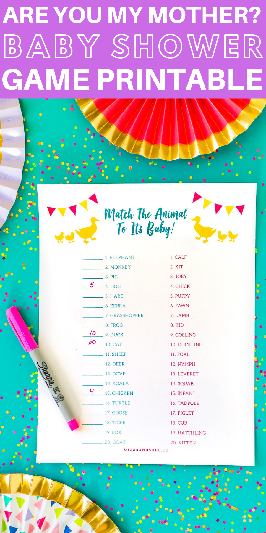 This Are You My Mother? Baby Shower Game Printable is a classic party game with even more animals and is always a hit! Match each animal to it's baby!