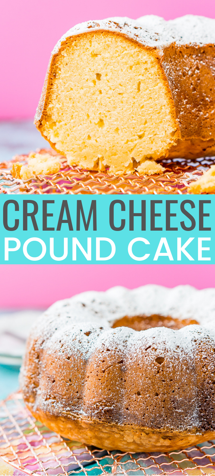 Cream Cheese Pound Cake is a slight twist on the classic recipe and is dense, sweet, and tender and the only pound cake recipe you will ever need! Serve it plain or with fresh fruit, whipped cream, or a homemade strawberry or chocolate sauce!

 via @sugarandsoulco