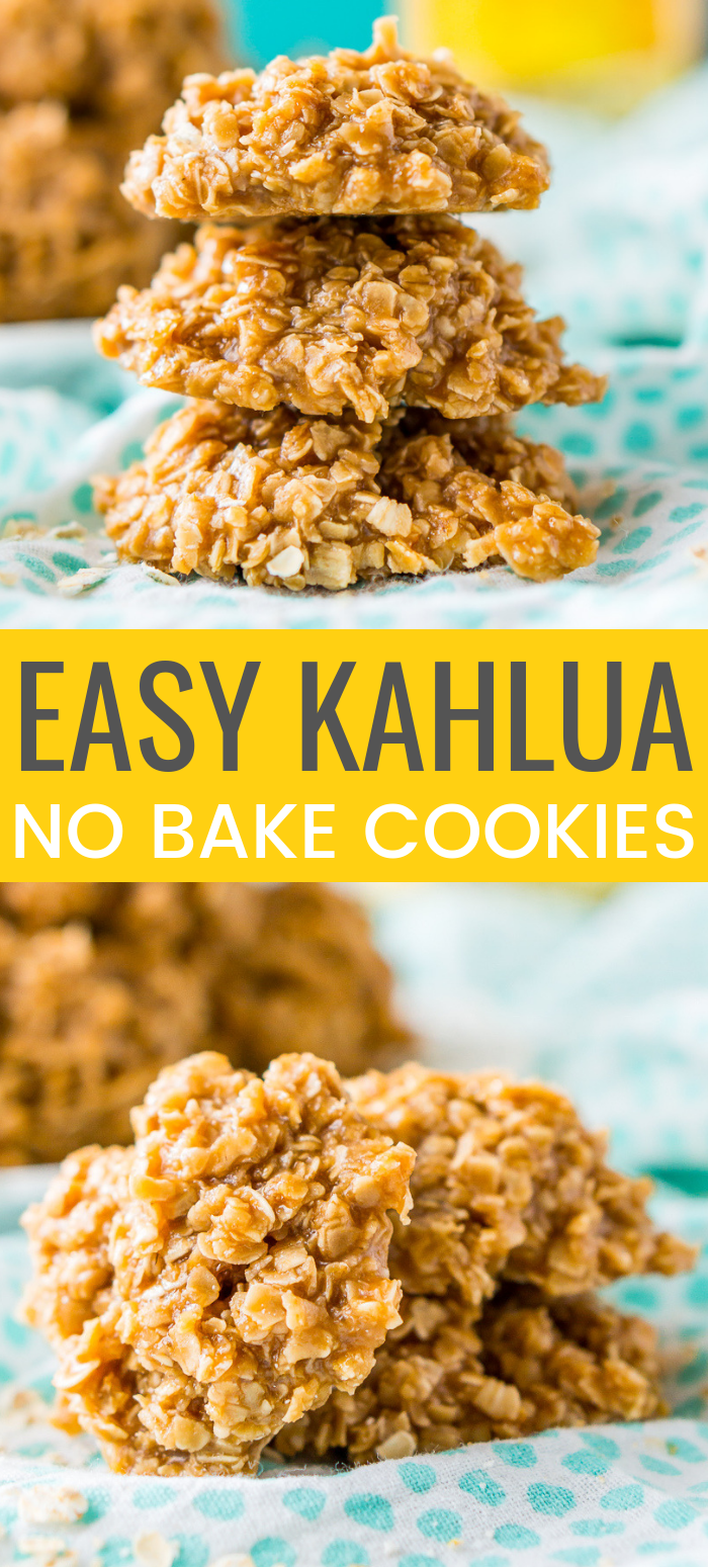 These Kahlua No Bake Cookies are a quick and delicious boozy dessert made with everyone's favorite coffee liqueur, oatmeal, sugar, and pudding! via @sugarandsoulco