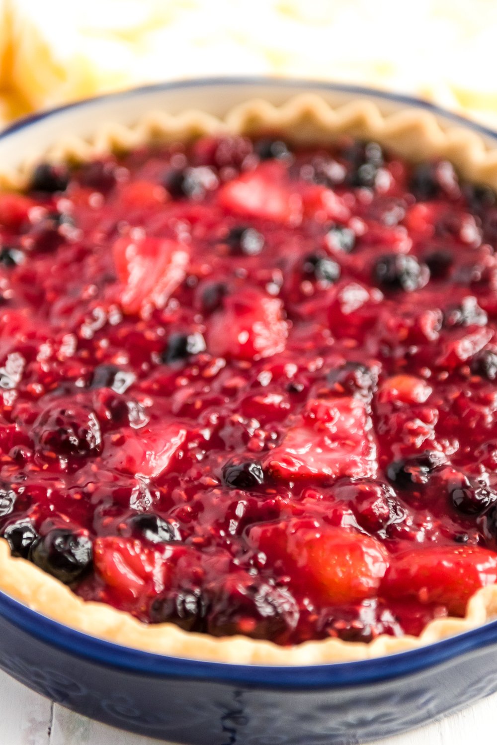 Close up of Mixed Berry Pie.