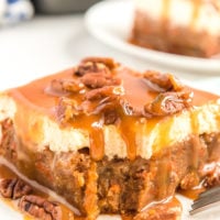 This Sea Salt Caramel Carrot Cake Poke Cake is so sweet and delicious, you'll never want any other carrot cake again! Baked to perfection and saturated in sweetened condensed milk, then topped with fluffy frosting and drenched in caramel sauce.