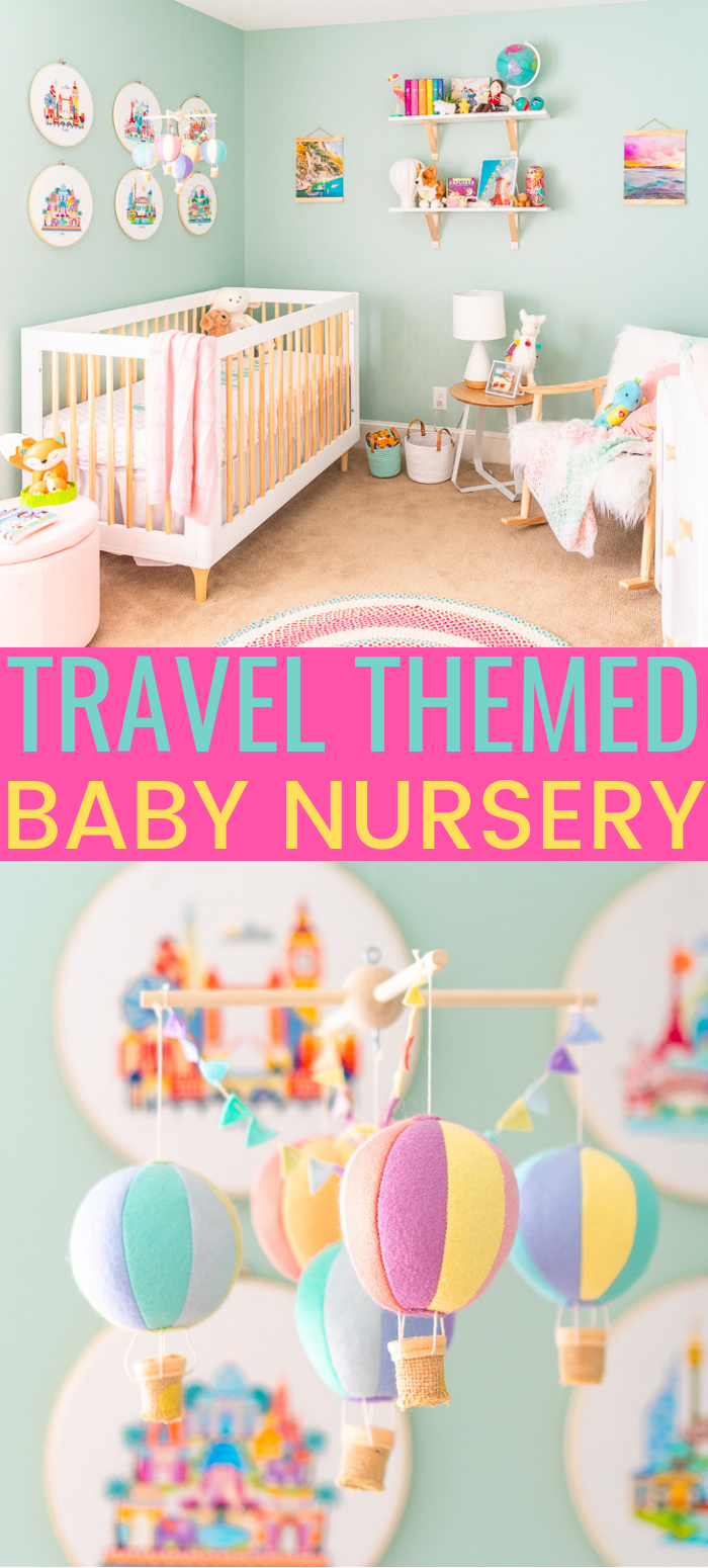 This Travel Themed Nursery is filled with simple and stylish inspiration for a baby girl's room! With custom pieces, modern furniture, and global decor!