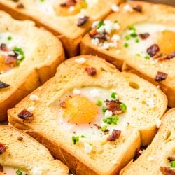 This Sheet Pan Egg In A Hole recipe is a simple way to prepare the traditional Egg-In-A-Hole breakfast dish for a crowd in less than 20 minutes!