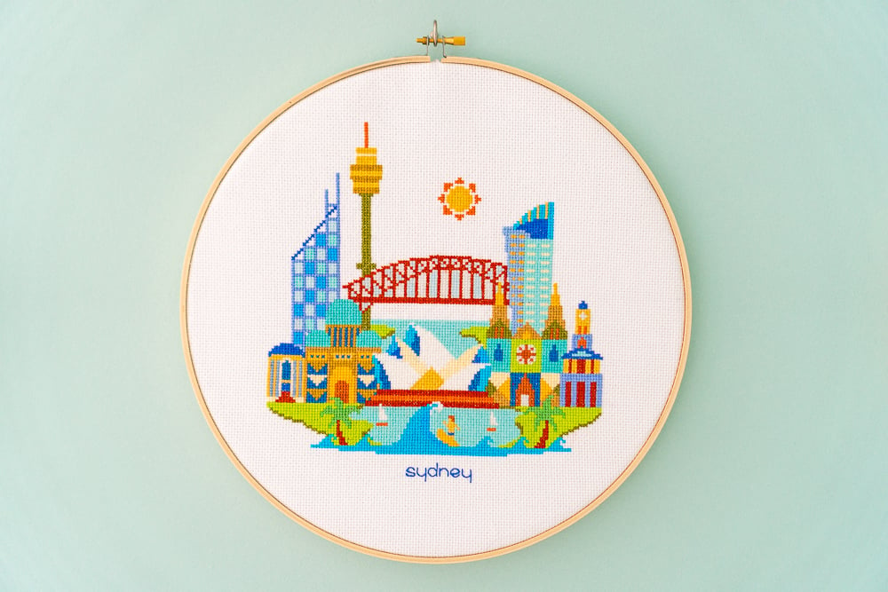 Sydney Cross-stitch Hoop Art