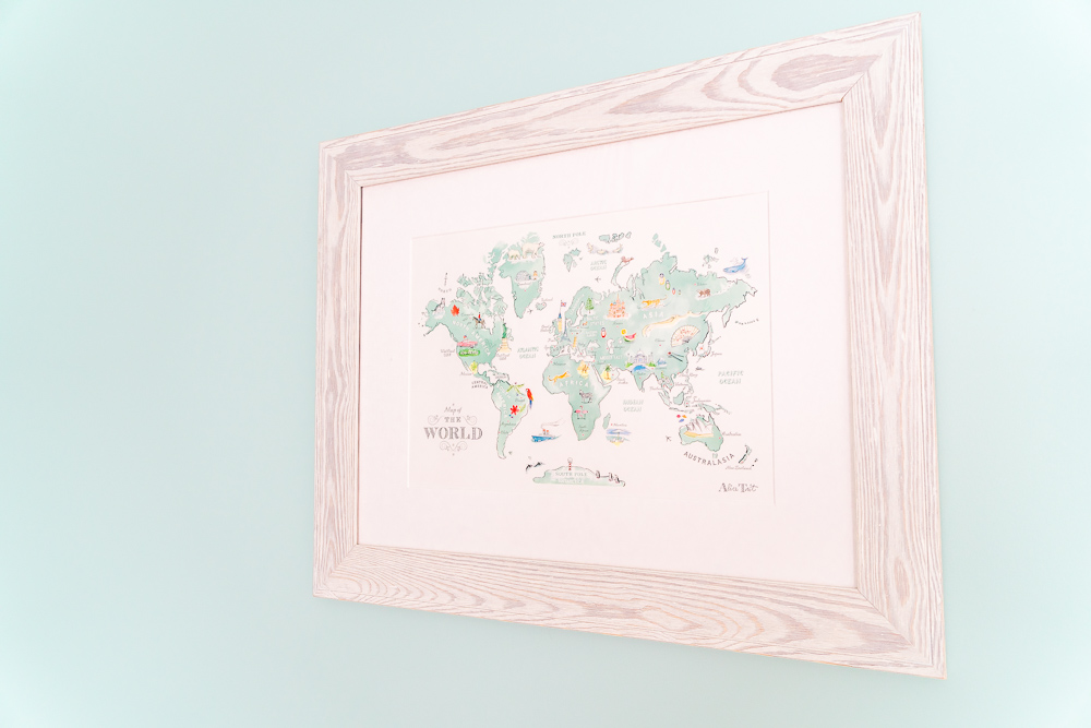 Framed Child animation style map of the world