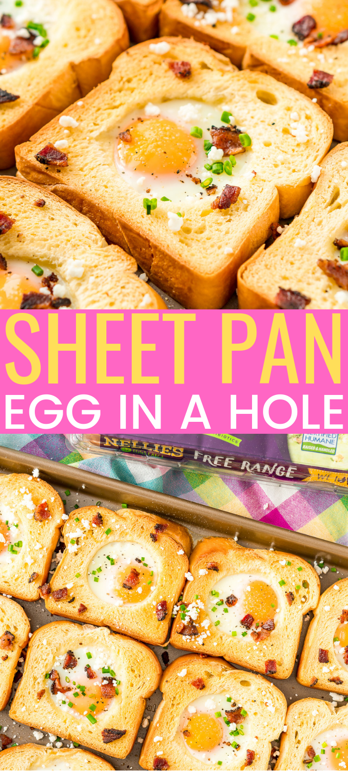 This Sheet Pan Egg In A Hole recipe is a simple way to prepare the traditional Egg-In-A-Hole breakfast dish for a crowd in less than 20 minutes! via @sugarandsoulco