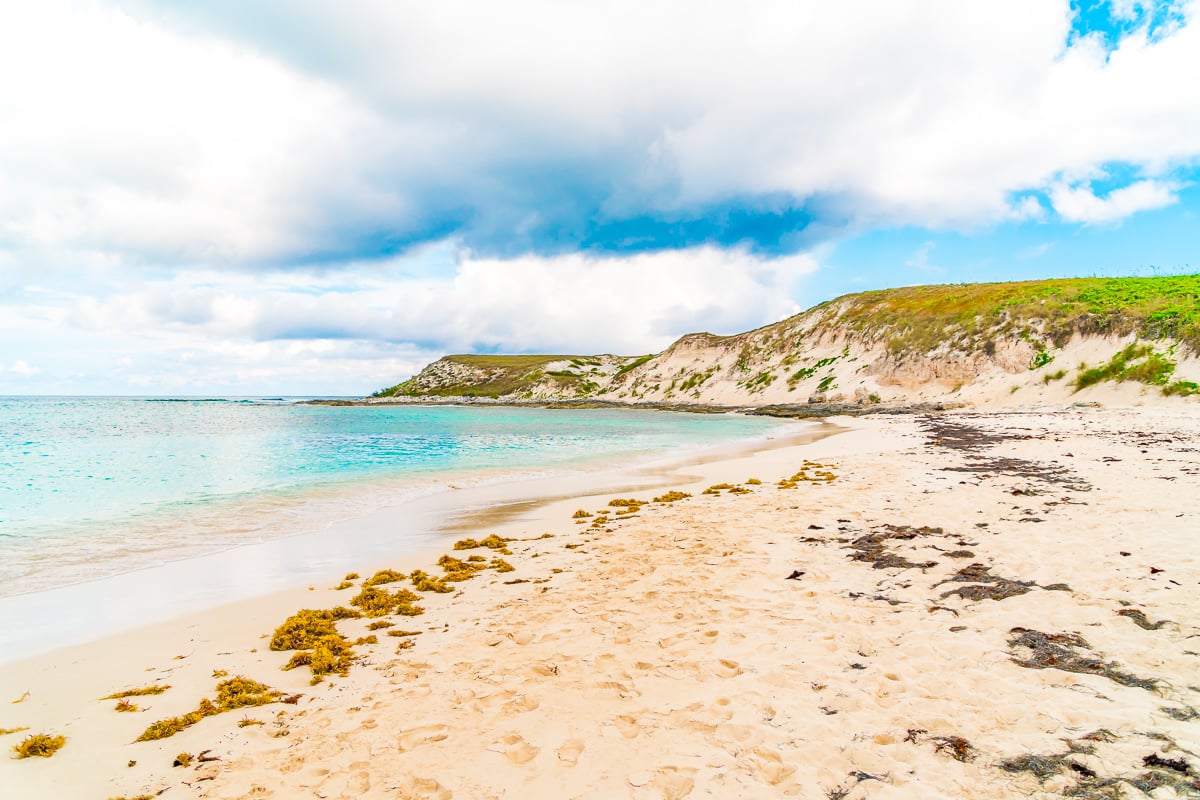 Beach and cliffs in the Caribbean.