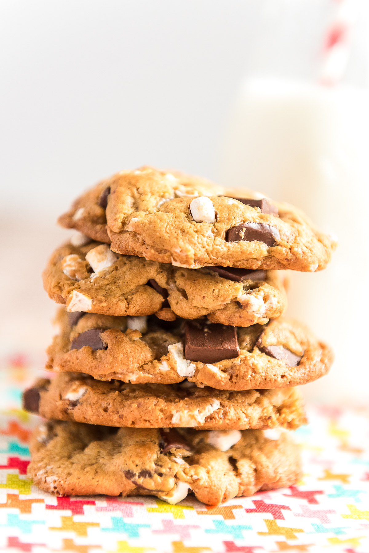 S'mores Cookies combine the flavors of marshmallows, chocolate, and graham crackers for a deliciously sweet cookie reminiscent of the classic summer treat!