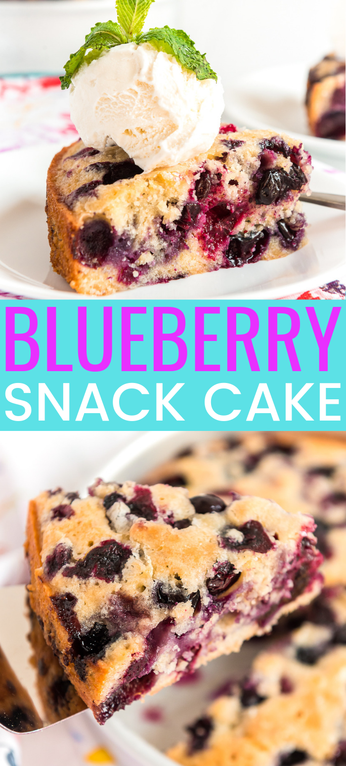 This homemade Blueberry Cake is a simple single-layer snack cake loaded with juicy blueberries, you’ll want to keep this easy recipe on hand for all your summer gatherings. via @sugarandsoulco