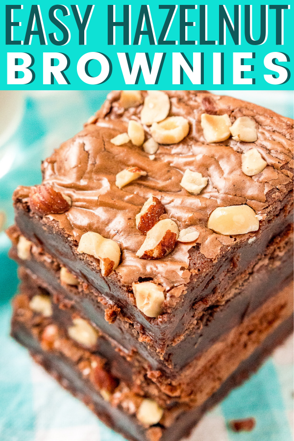 These Hazelnut Brownies are made with 4 ingredients and are ready in just 25 minutes. Hazelnut spread, egg, flour, and salt yield a delicious chocolaty treat! You can add chocolate chips and chopped hazelnuts too. via @sugarandsoulco