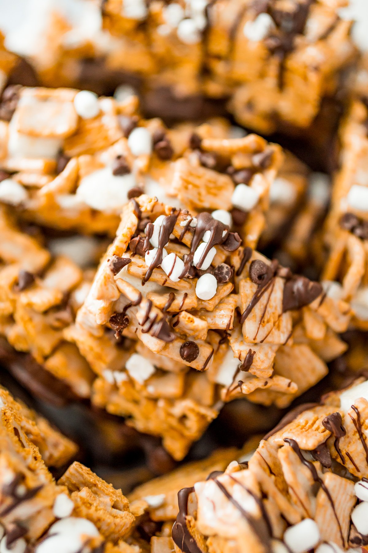 S'mores Bars piled on top of each other.