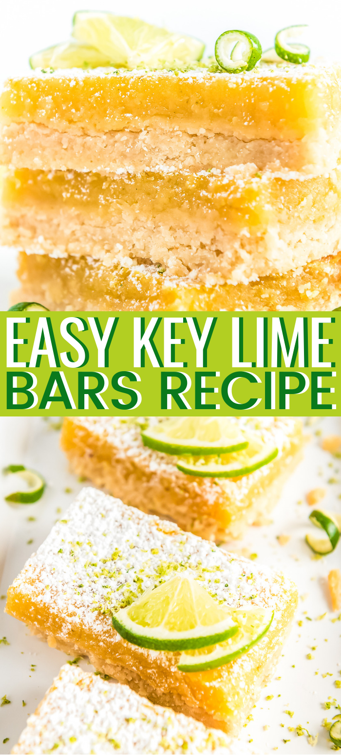 Key Lime Bars are an easy, mouthwatering way to get your citrus fix! Made with a buttery shortbread crust and a soft layer of lime goodness, you’ll want to make this treat for all your summer get-togethers! via @sugarandsoulco