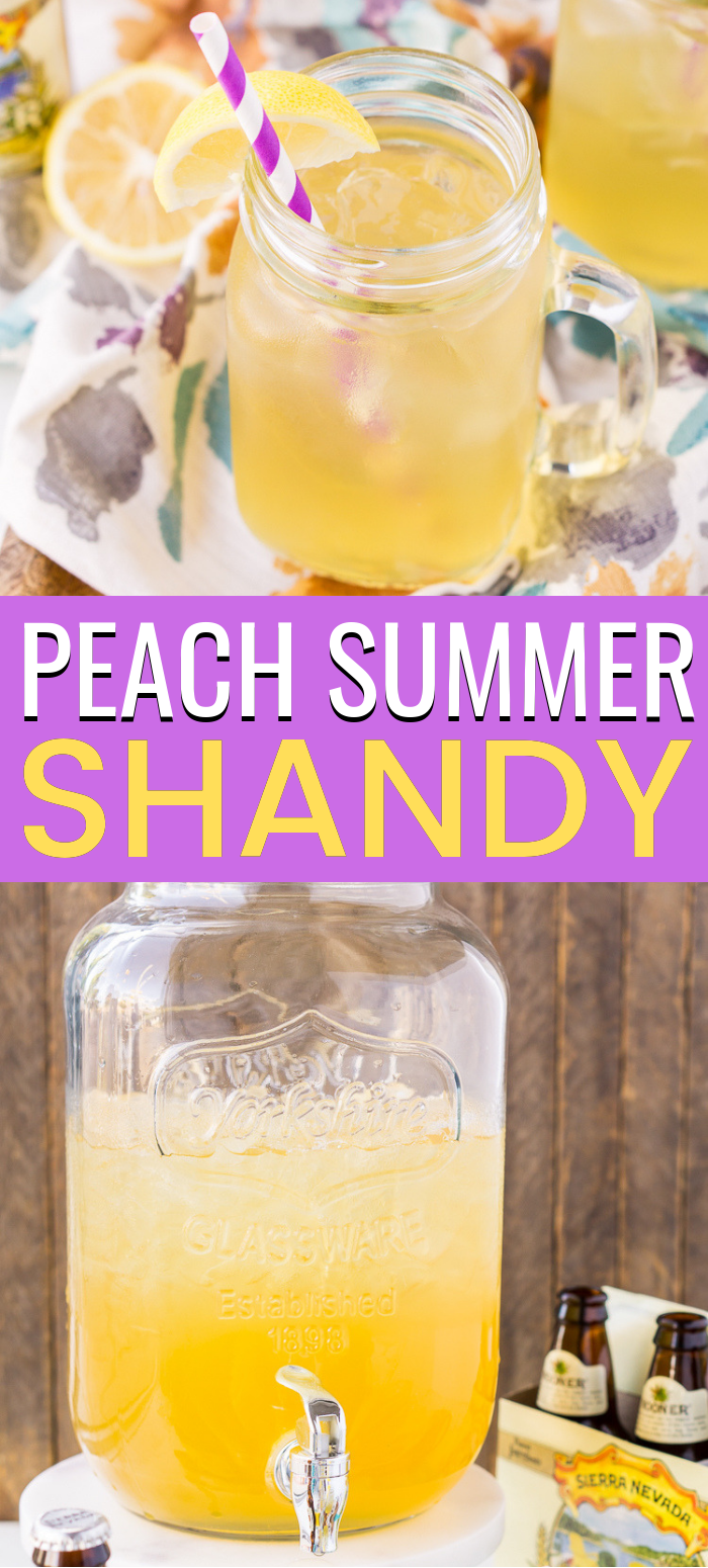 Peach Summer Shandy is a simple 3 ingredients beer cocktail made with a light beer, lemonade, and peach brandy.

Peach Summer Shandy is a thirst-quenching summertime beverage that caters to both cocktail and beer lovers. via @sugarandsoulco