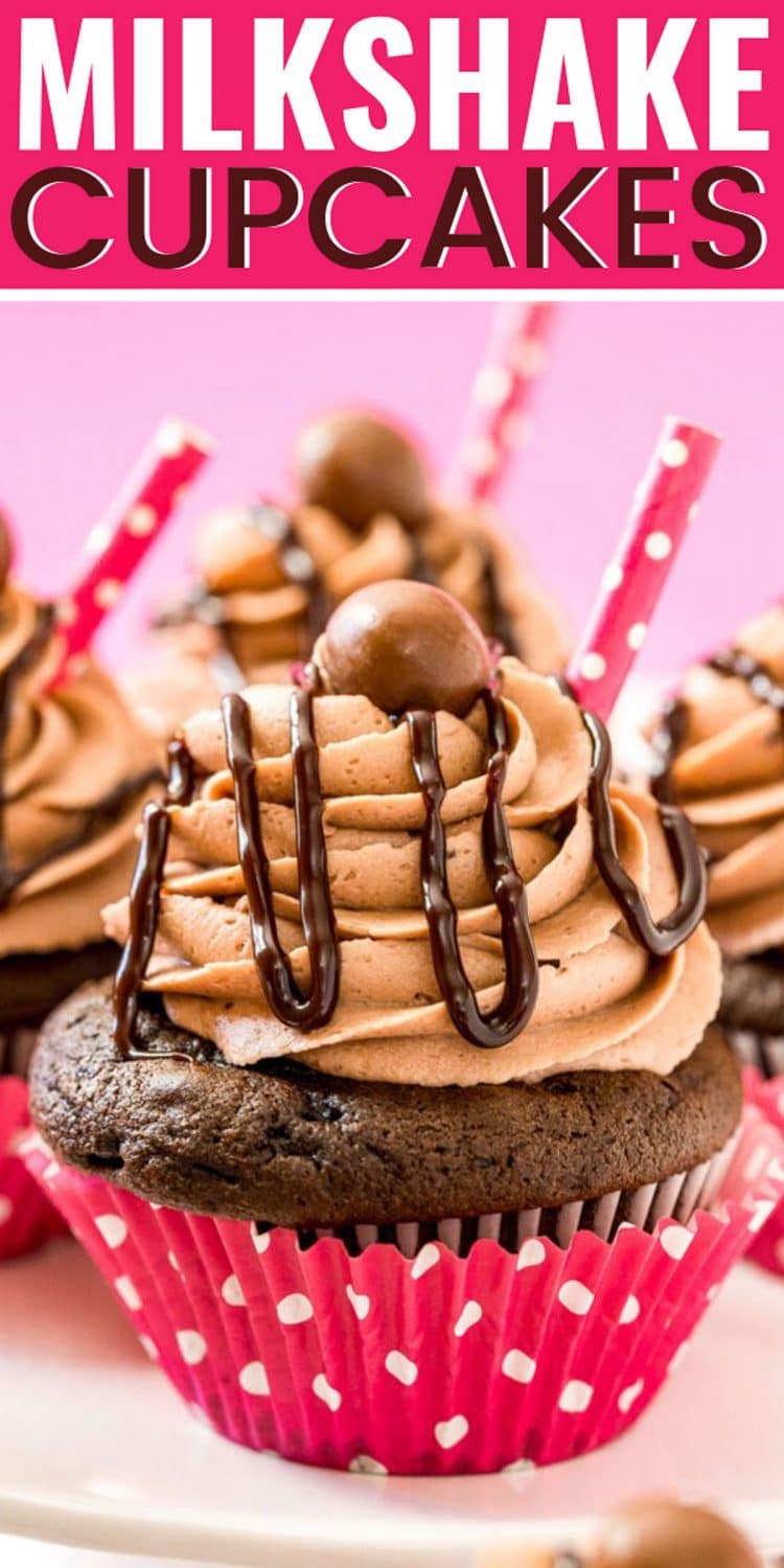 Chocolate Milkshake Cupcake with Paper Straw garnish