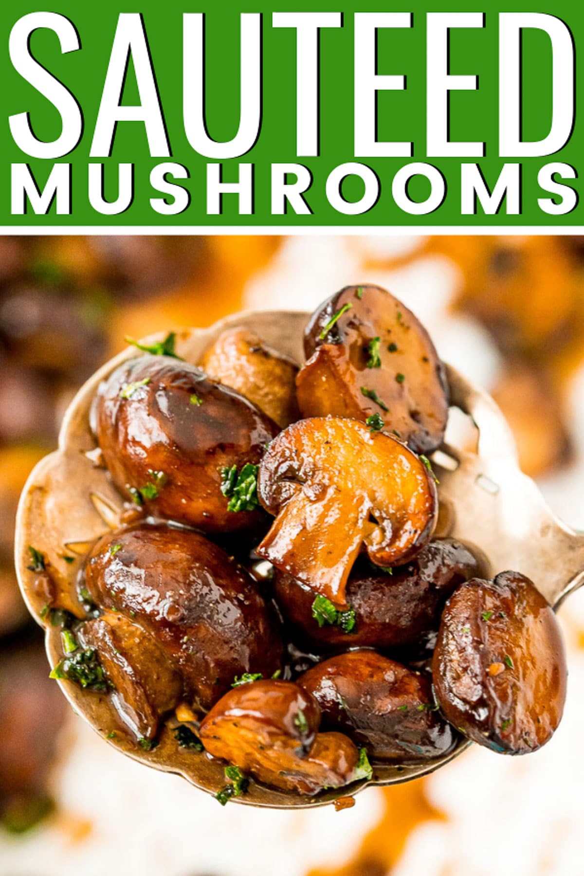 Sauteed Mushrooms are so easy to make! They are browned in butter and olive oil and seasoned with garlic and salt. A glaze made of balsamic, brown sugar, and black pepper make this side dish a total crowd-pleaser.   via @sugarandsoulco